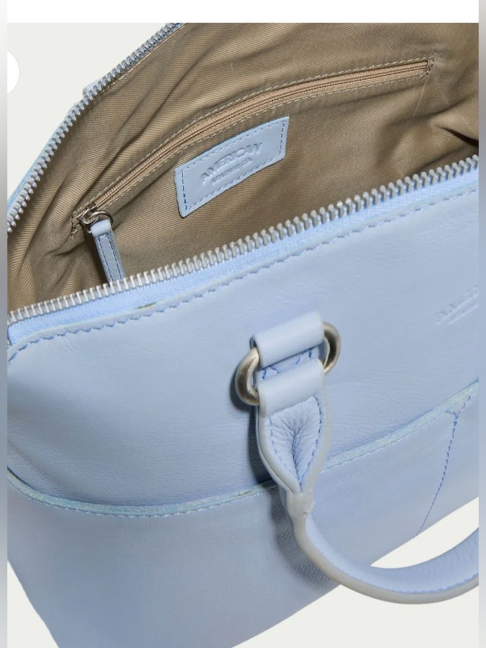 American Leather Brand Carrie Dome Satchel NWOT
Light gray blue. - Picture 16 of 16